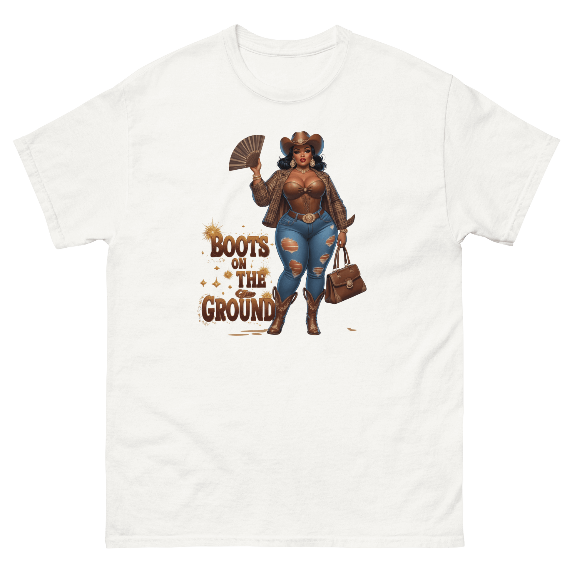 Boots on the Ground Curvy Cowgirl #2 Tee – Bold Western Style Women Tees Style Junction – Custom Digital Designs & Apparel