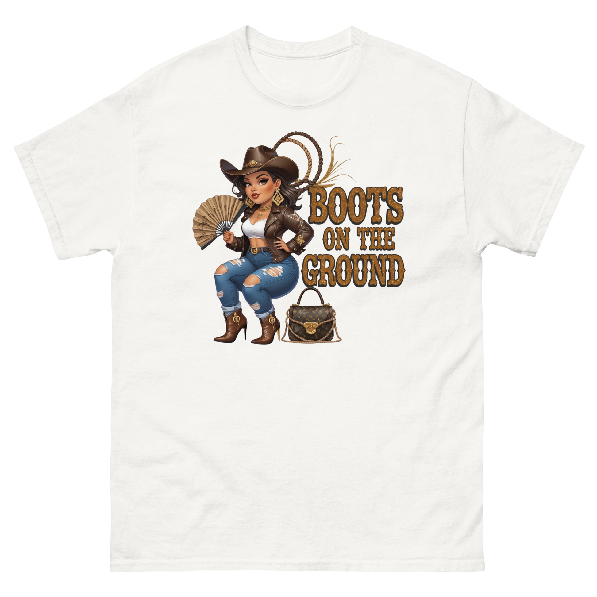 Curvy Cowgirl Tee – “Boots on the Ground” Western Rodeo Graphic Women Tees Style Junction – Custom Digital Designs & Apparel