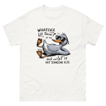 Funny Duck Quote Tee – “Let It Hit Someone Else” Graphic Shirt Women Tees Style Junction – Custom Digital Designs & Apparel