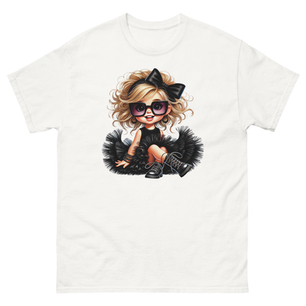 Blonde Curly Girl Tee – Tulle Skirt & Sunglasses Streetwear Women Tees Style Junction – Custom Digital Designs & Apparel
