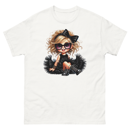 Blonde Curly Girl Tee – Tulle Skirt & Sunglasses Streetwear Women Tees Style Junction – Custom Digital Designs & Apparel