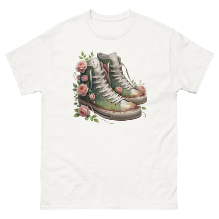 Floral High Top Sneaker Tee – Boho Chic Rose Graphic Shirt Women Tees Style Junction – Custom Digital Designs & Apparel