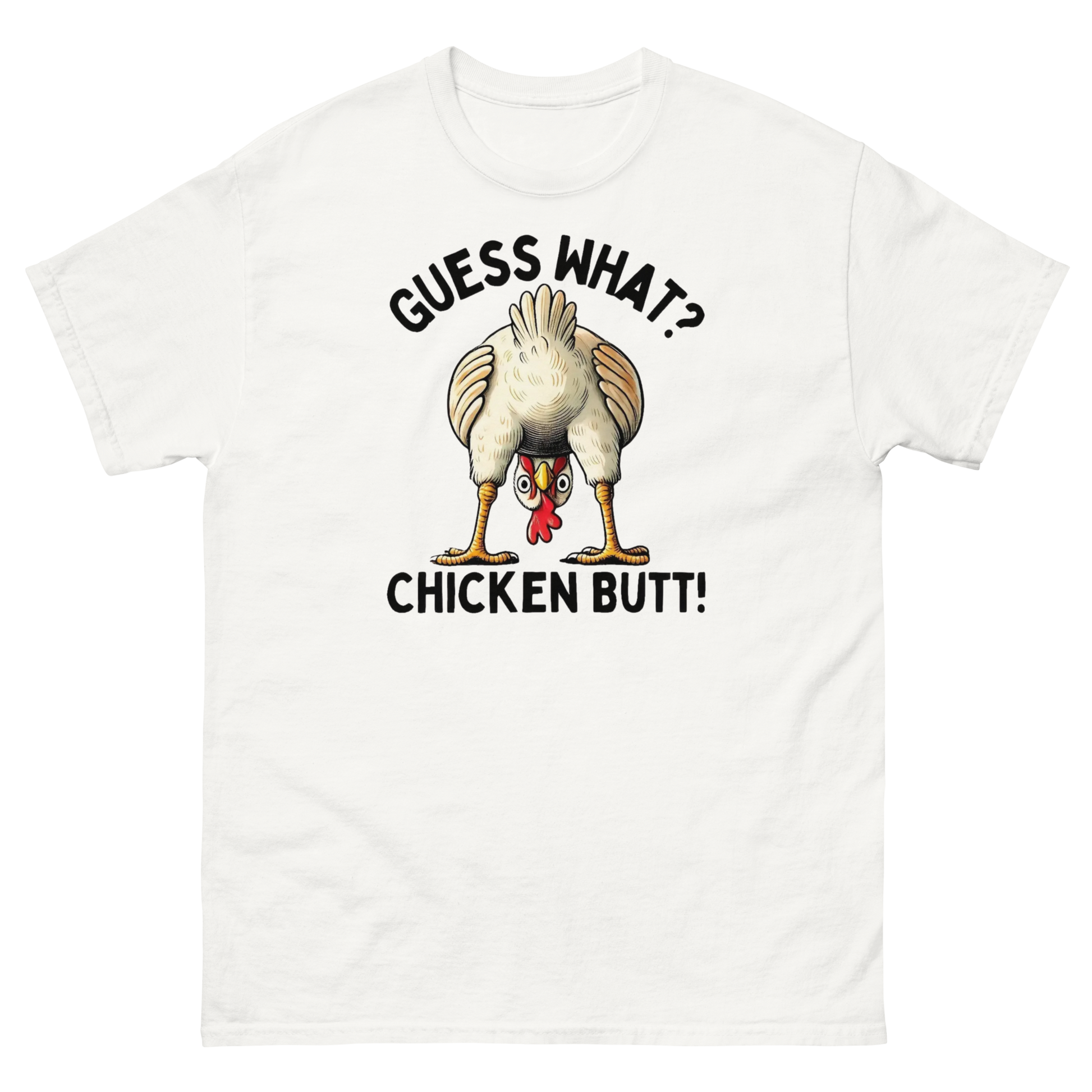 Funny Chicken Butt Tee – “Guess What” Comical Farm Graphic Shirt Women Tees Style Junction – Custom Digital Designs & Apparel