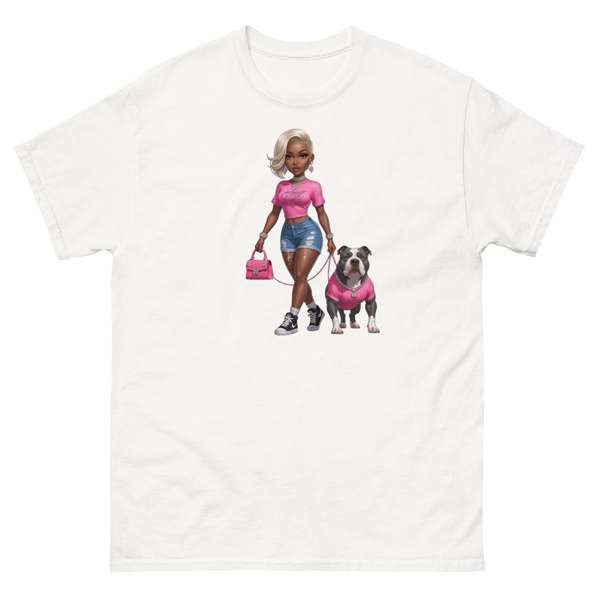 Hot Pink Bulldog Diva Tee – 100% Cotton Graphic Streetwear Women Tees Style Junction – Custom Digital Designs & Apparel