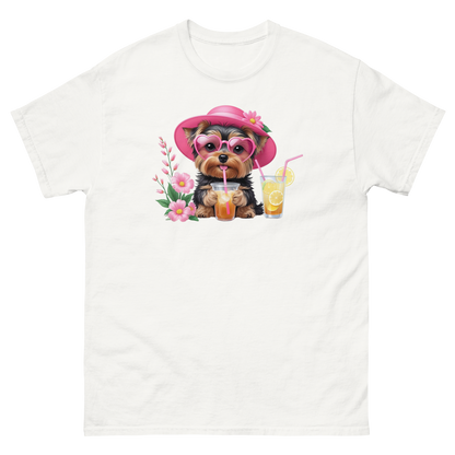 Yorkie Dog #1 Iced Tea Graphic Tee – Floral Summer PNG Print Shirt Women Tees Style Junction – Custom Digital Designs