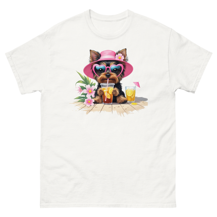 Yorkie Dog #3 Iced Tea Graphic Tshirt – Floral Summer Print Shirt Women Tees Style Junction – Custom Digital Designs