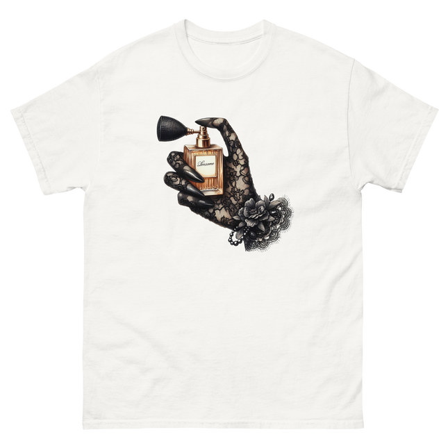 Gold Perfume Bottle Gothic Lace Tee Women Tees Style Junction – Custom Digital Designs & Apparel