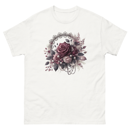 Mauve Rose Pearl Wreath Graphic Tee Women Tees Style Junction – Custom Digital Designs & Apparel