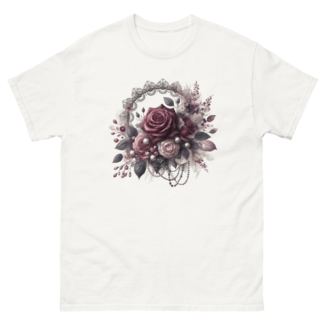 Mauve Rose Pearl Wreath Graphic Tee Women Tees Style Junction – Custom Digital Designs & Apparel