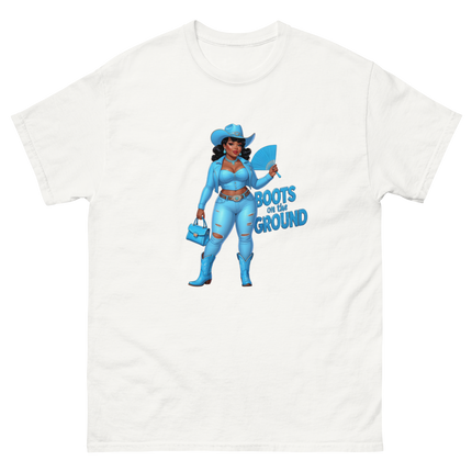 Boots on the Ground Tee – Light Blue Curvy Cowgirl Graphic #2 Women Tees Style Junction – Custom Digital Designs & Apparel