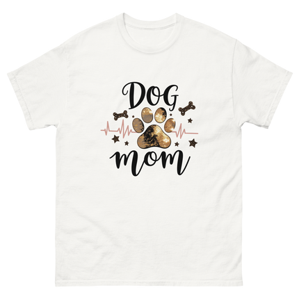 Bold Black & Gold Luxe Dog Mom Tee – Glam Paw Print Style Women Tees Style Junction – Custom Digital Designs & Apparel White S