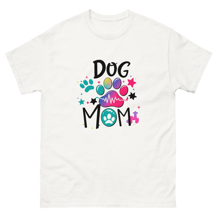 Neon Pop Dog Mom Tee – Bright Comic-Inspired Design Women Tees Style Junction – Custom Digital Designs & Apparel White S