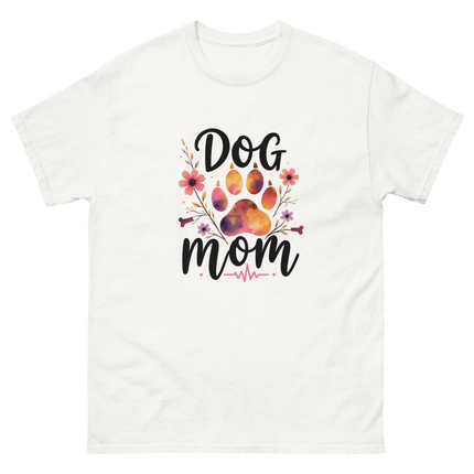 Sunset Floral Dog Mom Tee – Boho Paw & Blooms Design Women Tees Style Junction – Custom Digital Designs & Apparel White S