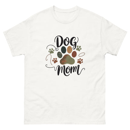 Earthy Tones Dog Mom Tee – Minimal Rustic Paw Graphic Women Tees Style Junction – Custom Digital Designs & Apparel White S