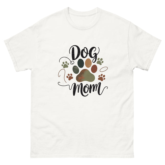 Earthy Tones Dog Mom Tee – Minimal Rustic Paw Graphic Women Tees Style Junction – Custom Digital Designs & Apparel White S
