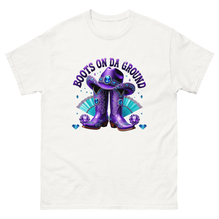 Boots on Da Ground Tee – Purple Fan & Jewel Design #1 Women Tees Style Junction – Custom Digital Designs & Apparel