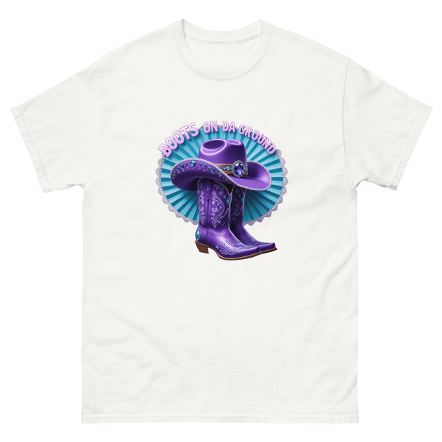 Boots on Da Ground Tee – Purple Fan & Jewel Design #3 Women Tees Style Junction – Custom Digital Designs & Apparel