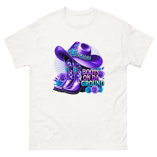 Boots on Da Ground Tee – Purple Fan & Jewel Design #5 Women Tees Style Junction – Custom Digital Designs & Apparel