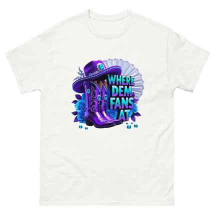 Where Dem Fans At Tee – Bold Purple Cowgirl Energy Women Tees Style Junction – Custom Digital Designs & Apparel