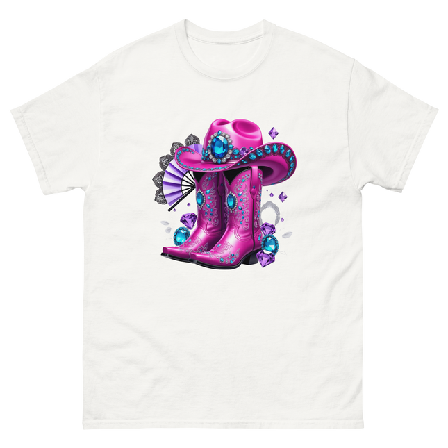 Hot Pink Cowgirl Tee – Glam Boots on Da Ground Style Women Tees Style Junction – Custom Digital Designs & Apparel