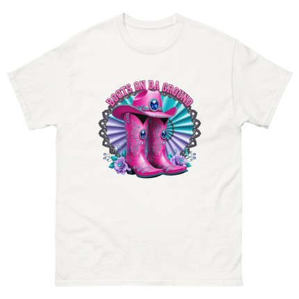 Blinged Out Cowgirl Tee – Pink Boots on Da Ground Women Tees Style Junction – Custom Digital Designs & Apparel