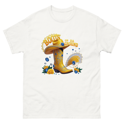 Boots on Da Ground Tee – Bright Yellow Jewel Style Women Tees Style Junction – Custom Digital Designs & Apparel