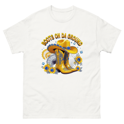 Sunshine Cowgirl Tee – Blue Gem & Fan Graphic Women Tees Style Junction – Custom Digital Designs & Apparel