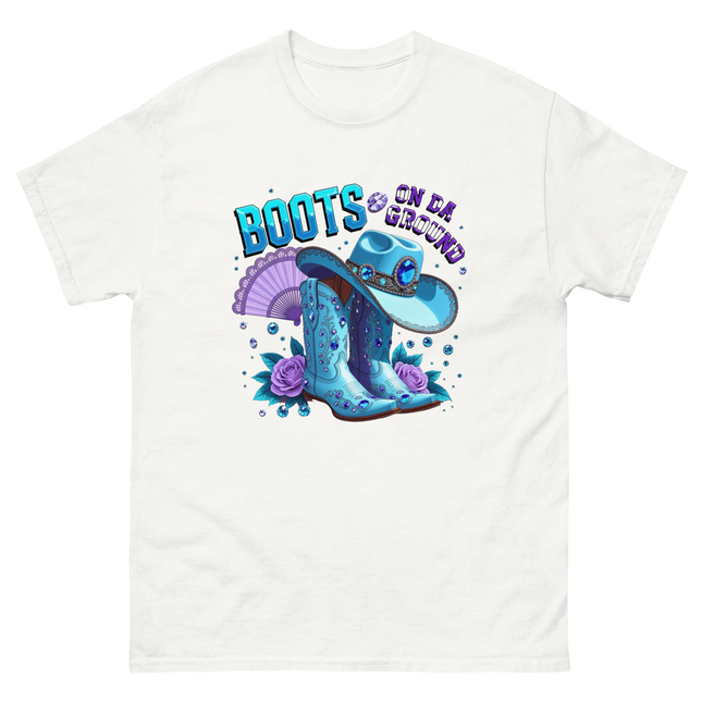 Pastel Cowgirl Tee – Light Blue Boots on Da Ground Vibe Women Tees Style Junction – Custom Digital Designs & Apparel