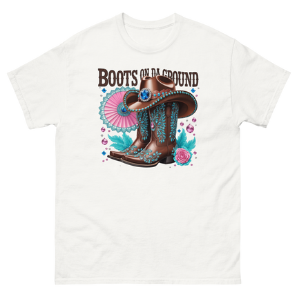 Brown Rhinestone Cowgirl Boots Tee – Boots on Da Ground #1 Women Tees Style Junction – Custom Digital Designs & Apparel