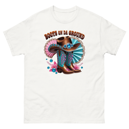 Brown Rhinestone Cowgirl Boots Tee – Boots on Da Ground #2 Women Tees Style Junction – Custom Digital Designs & Apparel