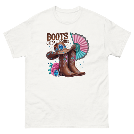 Brown Rhinestone Cowgirl Boots Tee – Boots on Da Ground #3 Women Tees Style Junction – Custom Digital Designs & Apparel