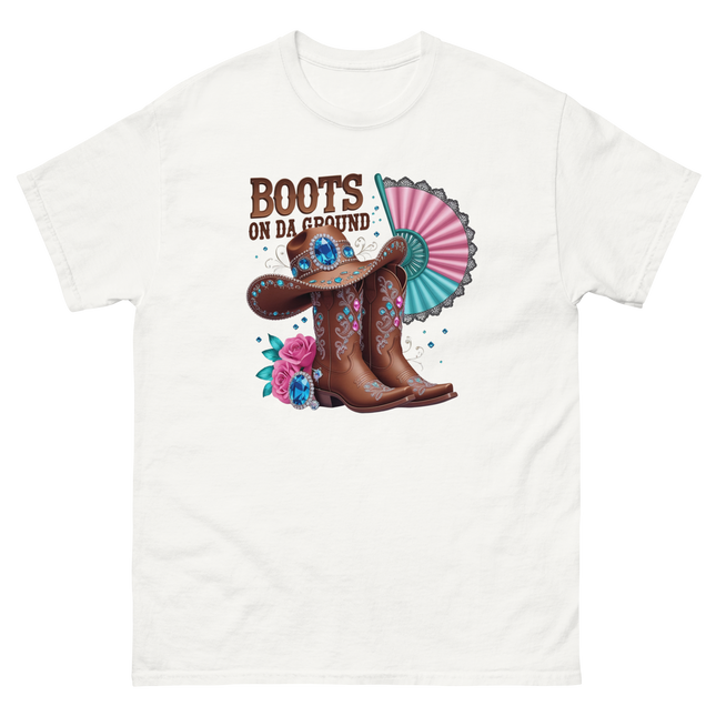 Brown Rhinestone Cowgirl Boots Tee – Boots on Da Ground #3 Women Tees Style Junction – Custom Digital Designs & Apparel