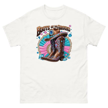 Brown Rhinestone Cowgirl Boots Tee – Boots on Da Ground #4 Women Tees Style Junction – Custom Digital Designs & Apparel