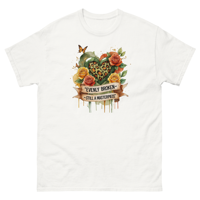 Evenly Broken Leopard Heart Tee – Watercolor Floral Vibes #2 Women Tees Style Junction – Custom Digital Designs & Apparel