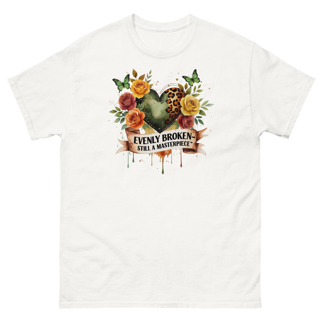Evenly Broken Leopard Heart Tee – Watercolor Floral Vibes #3 Women Tees Style Junction – Custom Digital Designs & Apparel