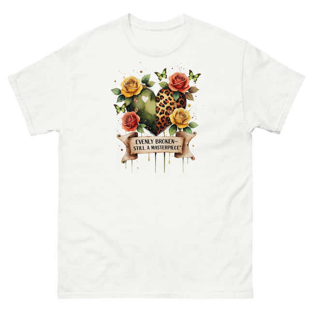 Evenly Broken Leopard Heart Tee – Watercolor Floral Vibes #4 Women Tees Style Junction – Custom Digital Designs & Apparel