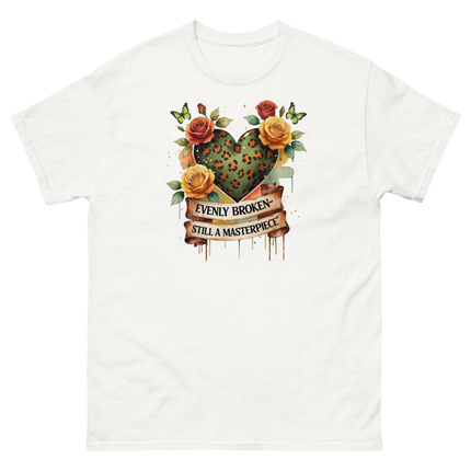 Evenly Broken Leopard Heart Tee – Watercolor Floral Vibes #5 Women Tees Style Junction – Custom Digital Designs & Apparel