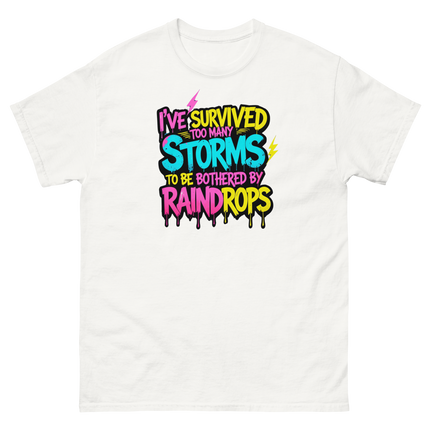 Survived the Storms Statement Tee – Neon Streetwear Bold Vibes Women Tees Style Junction – Custom Digital Designs & Apparel