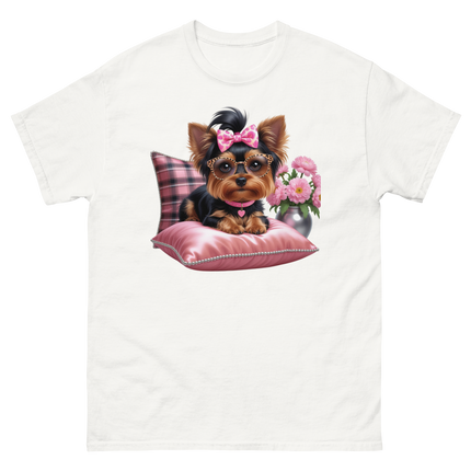 Yorkie Glam Tee – Pink Leopard Print Dog Graphic Shirt #4 Women Tees Style Junction – Custom Digital Designs & Apparel