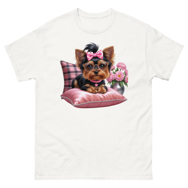 Yorkie Glam Tee – Pink Leopard Print Dog Graphic Shirt #4 Women Tees Style Junction – Custom Digital Designs & Apparel