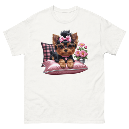 Yorkie Glam Tee – Pink Leopard Print Dog Graphic Shirt #5 Women Tees Style Junction – Custom Digital Designs & Apparel