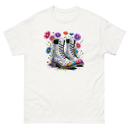 Rainbow Combat Boots Tee – Floral Festival Graphic Shirt #1 Women Tees Style Junction – Custom Digital Designs & Apparel