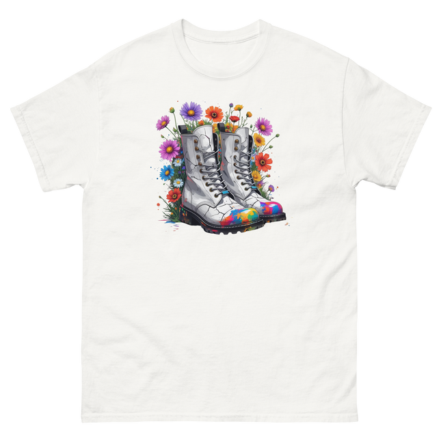 Rainbow Combat Boots Tee – Floral Festival Graphic Shirt #3 Women Tees Style Junction – Custom Digital Designs & Apparel