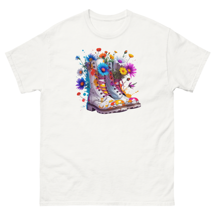 Rainbow Combat Boots Tee – Floral Festival Graphic Shirt #4 Women Tees Style Junction – Custom Digital Designs & Apparel