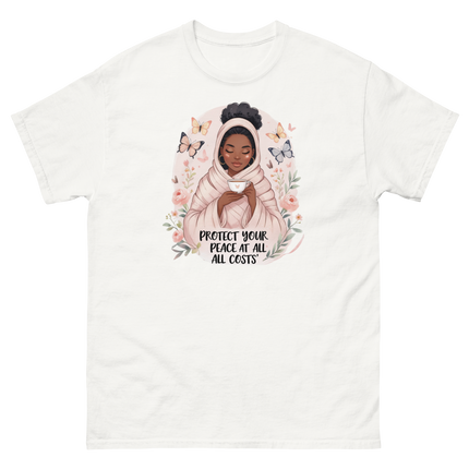 Protect Your Peace Tee – Floral Afro Soft Aesthetic Design #4 Women Tees Style Junction – Custom Digital Designs & Apparel