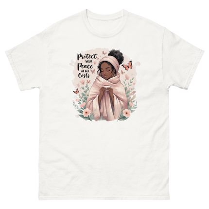 Protect Your Peace Tee – Floral Afro Soft Aesthetic Design #5 Women Tees Style Junction – Custom Digital Designs & Apparel