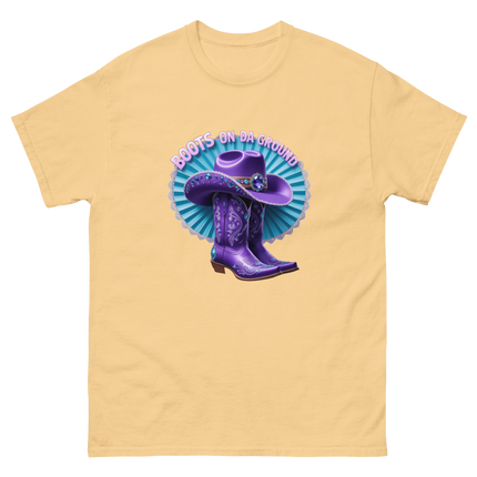 Boots on Da Ground Tee – Purple Fan & Jewel Design #3 Women Tees Style Junction – Custom Digital Designs & Apparel Yellow Haze S