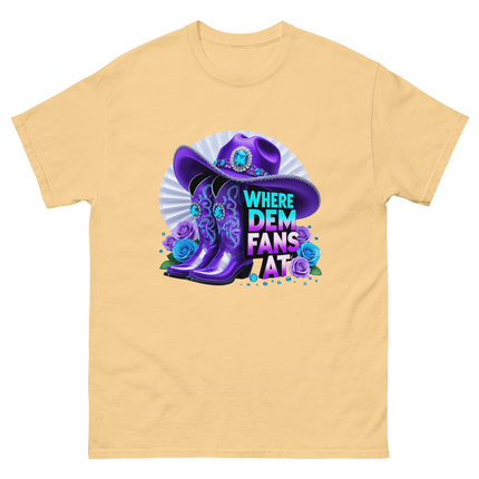 Where Dem Fans At Tee – Glam Cowgirl Boots & Hat Women Tees Style Junction – Custom Digital Designs & Apparel Yellow Haze S