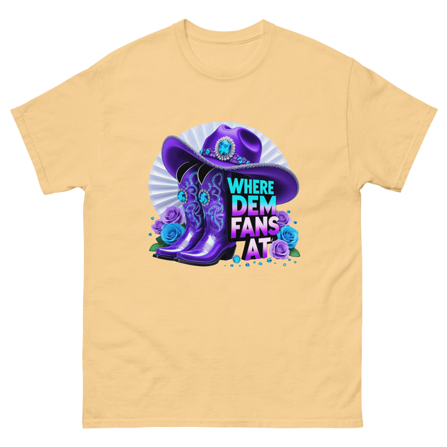 Where Dem Fans At Tee – Glam Cowgirl Boots & Hat Women Tees Style Junction – Custom Digital Designs & Apparel Yellow Haze S