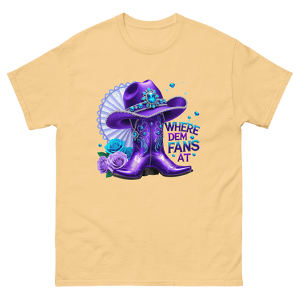 Where Dem Fans At Tee – Purple Roses & Bling Style Women Tees Style Junction – Custom Digital Designs & Apparel Yellow Haze S